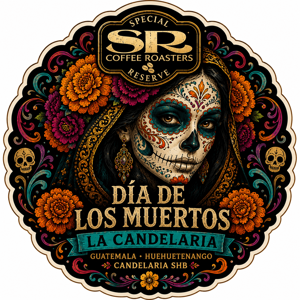 Día de los Muertos La Candelaria collector sticker artwork